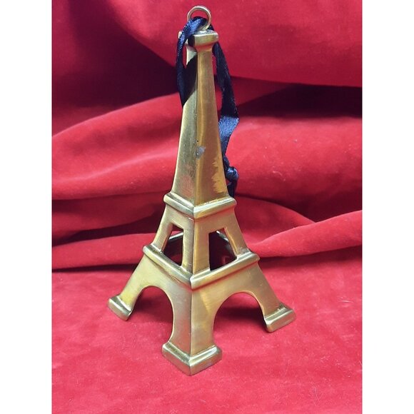 Vintage Restoration Hardware Eiffel Tower Brass Christmas Ornament 1990s - Picture 1 of 5